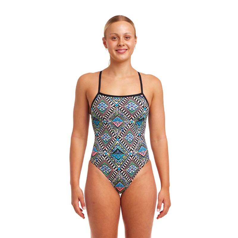 Woman's Single Strength One Piece Swimsuit - Weave Please