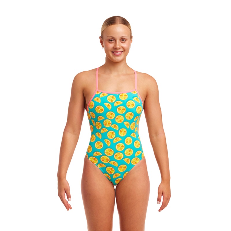 Woman's Tie Me Tight One Piece Swimsuit - Lime Splice