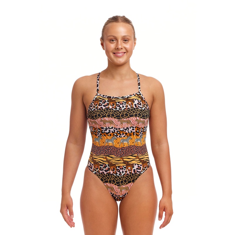 Woman's Tie Me Tight One Piece Swimsuit - Zoo Life
