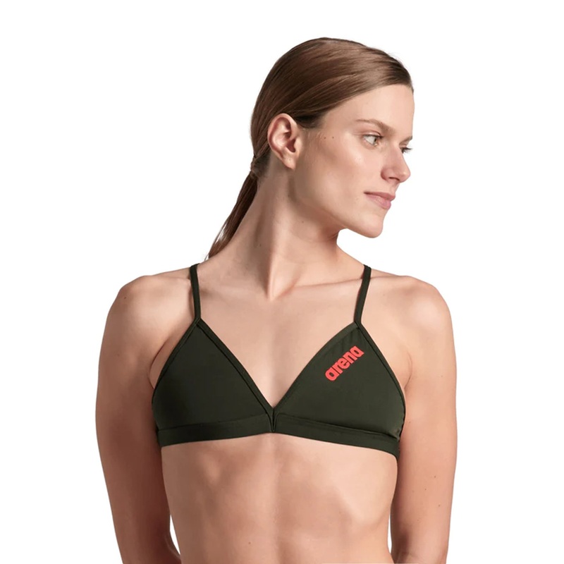 Women's Performance Solid Team Tie Back Swimsuit Top - Dark Sage
