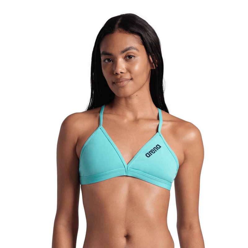 Women's Performance Solid Team Tie Back Swimsuit Top - Water