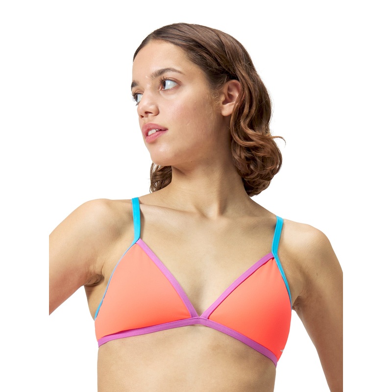 Women's Solid Crossback Triangle One Piece Swimsuit - Siren Red