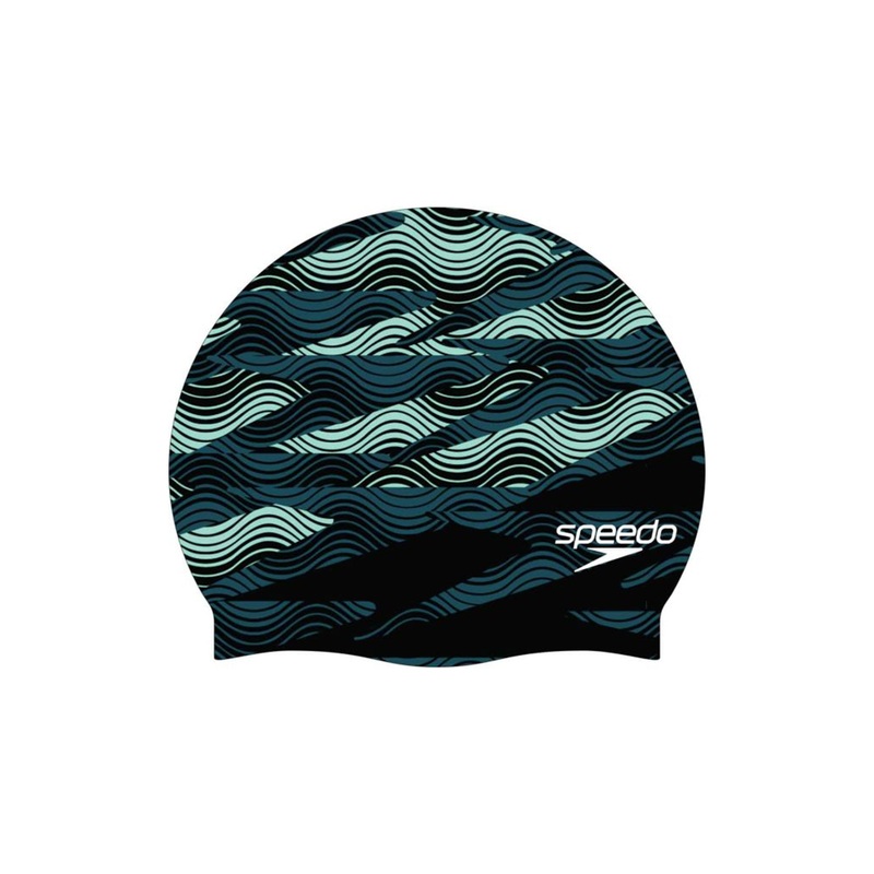 Printed Swim Cap - Black Teal