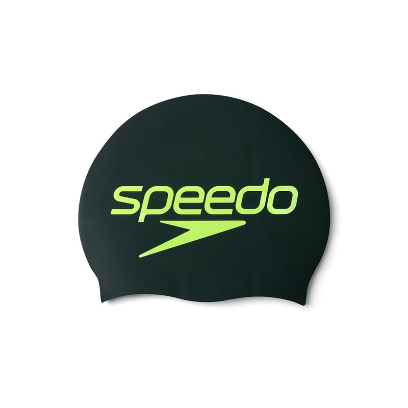 Printed Swim Cap - Stacked Black