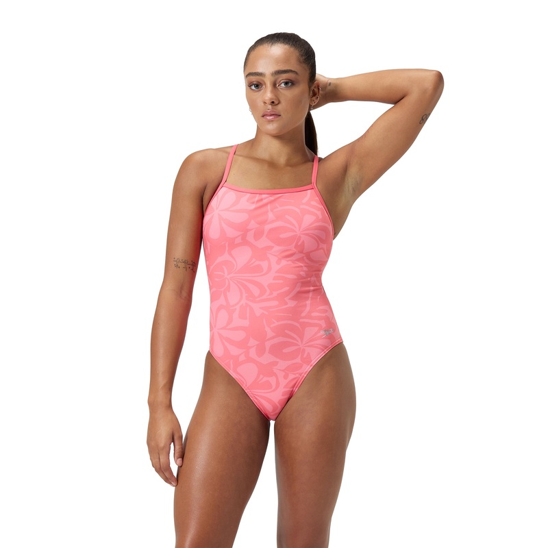 Women's Printed Tri Back One Piece Swimsuit - Huli Floral