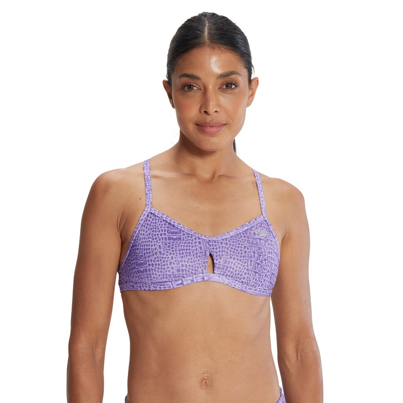 Women's Tie Back Keyhole Swimsuit Top - Purple