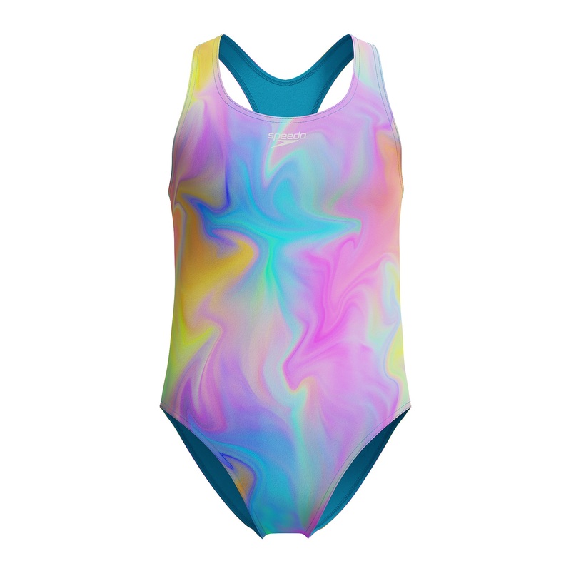 Maillot de bain une-pice Printed Racerback pour filles - Piction Blue
