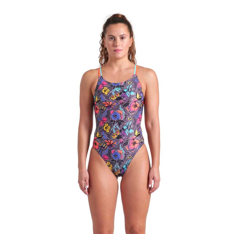 Women's Vivid Repear Lace Plus Back One Piece Swimsuit - Grey/Water/Coral